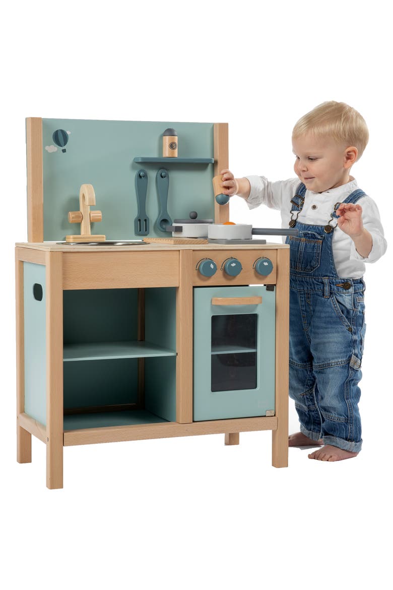 Wooden Kitchen Play Set Green, Ages 3+, Alternate, color, Multicolored