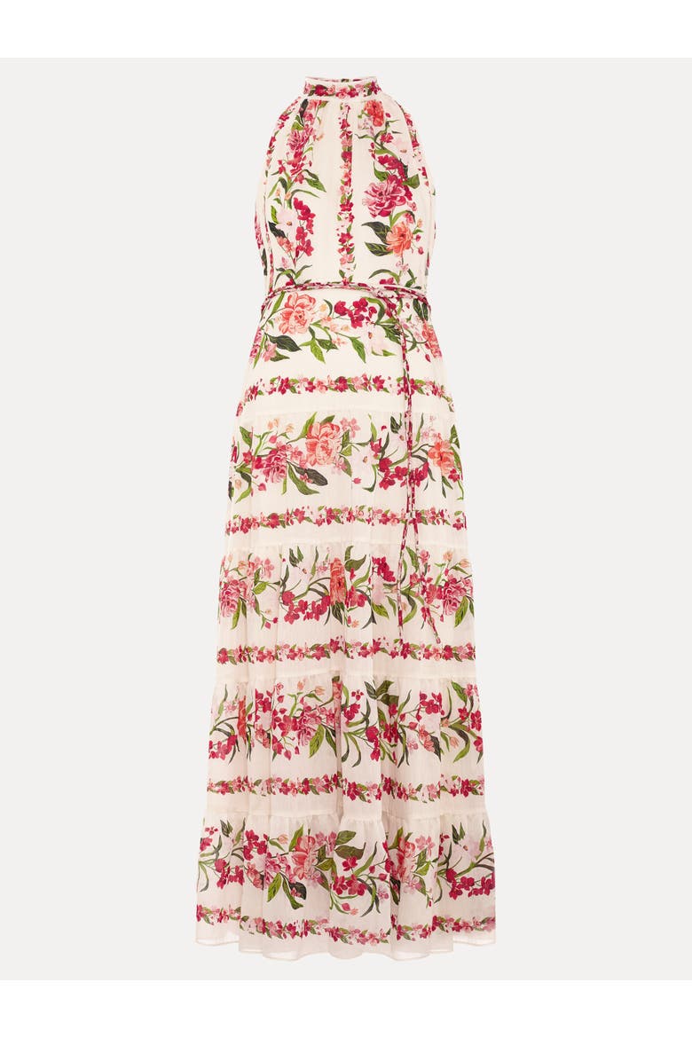 Nita Halter Neck Floral Dress, Alternate, color, Cream