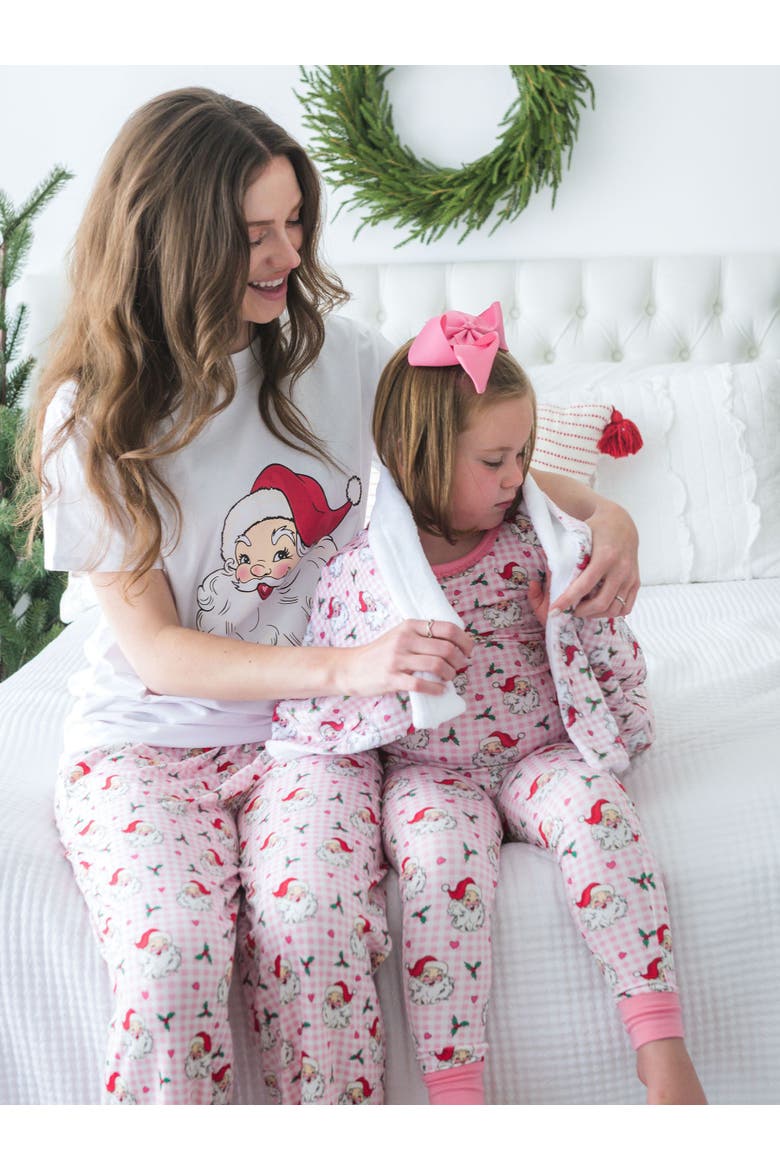 SoftSnooze Gender Inclusive Adult Pajama Pants, Alternate, color, Pink Dear Santa