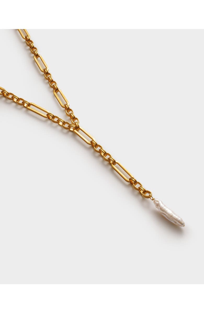 Katie Loxton Allure Waterproof Gold Pearl Lariat Necklace, Alternate, color, Gold