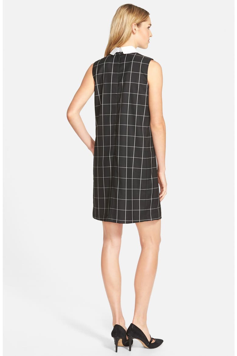 Check Shift Dress with Removable Collar, Alternate, color, BLACK- IVORY WINDOWPANE