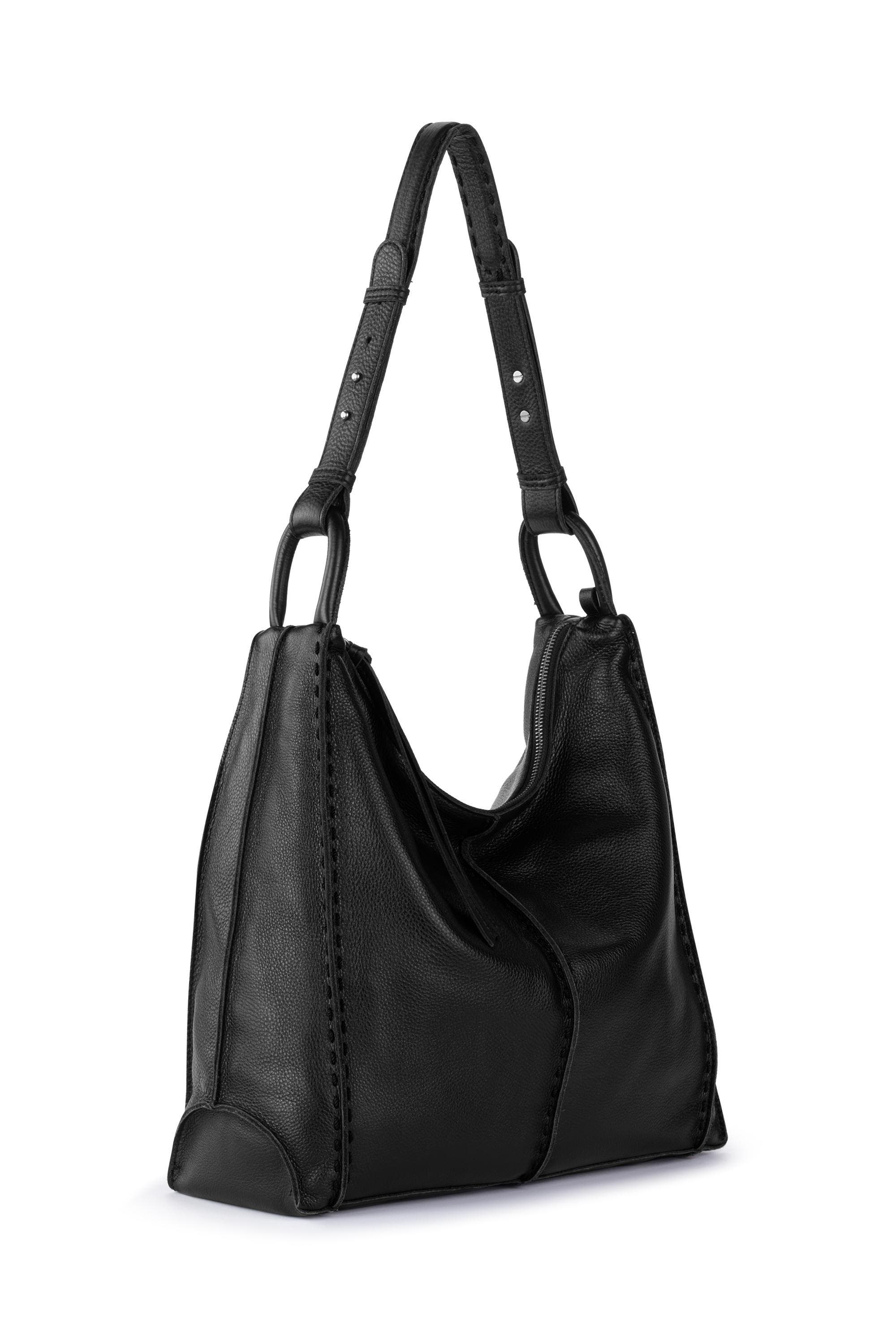 Los Feliz Bucket Hobo Leather Bag, Alternate, color, Black