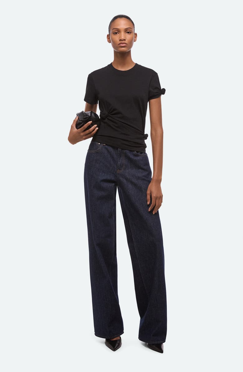 Helmut Lang Knot Detail Cotton Baby Tee, Alternate, color, Black
