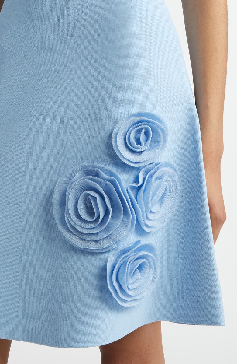 Lela Rose Penelope Rosette Embellished Milano Knit Dress, Alternate, color, Powder Blue