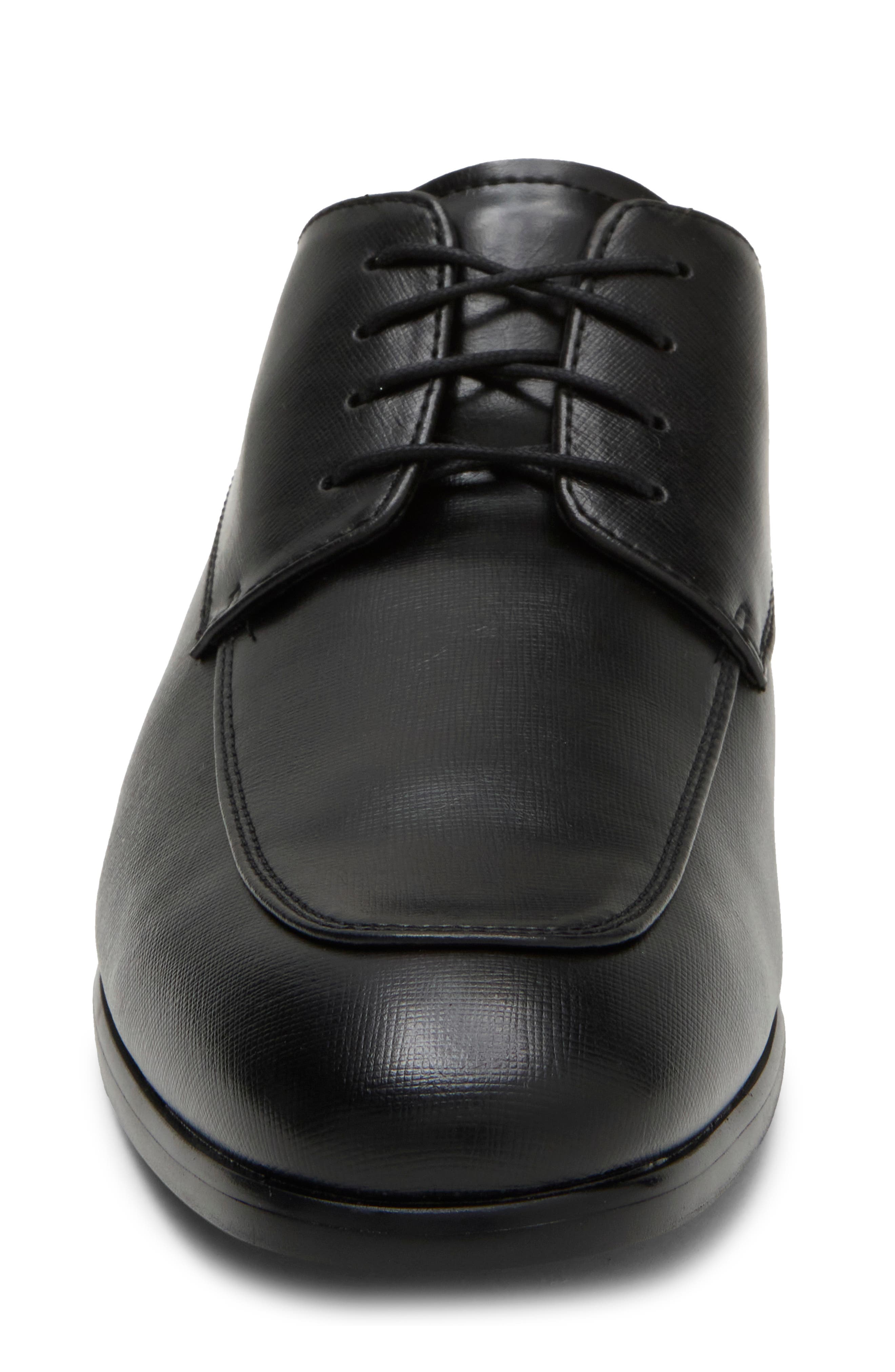 Graysn Faux Leather Plain Toe Derby, Alternate, color, BLACK