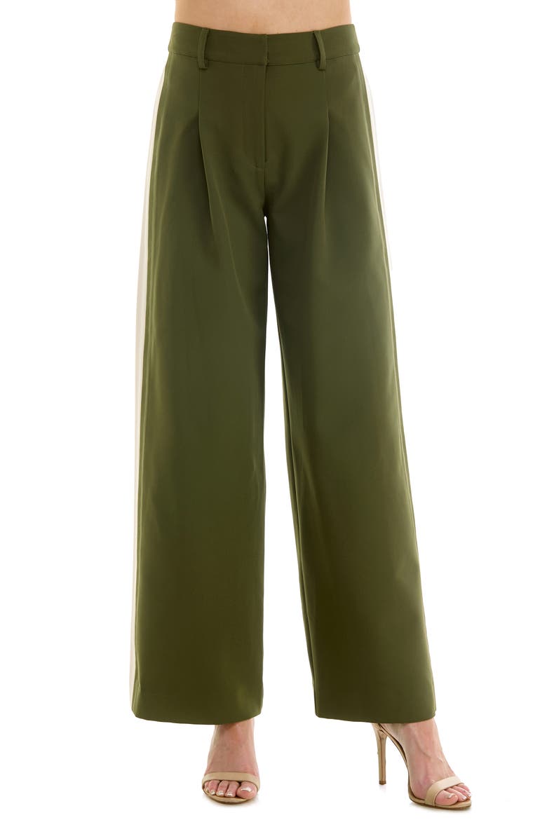 Wide Leg Side Stripe Pants, Main, color, OLIVE