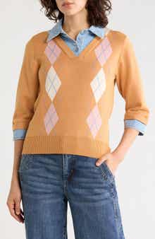 Argyle & Denim Sweater