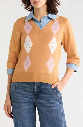 Argyle & Denim Sweater