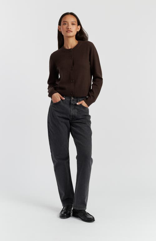 Chinti & Parker Wool Cashmere Blend Crew Neck Cropped Cardigan In Brown