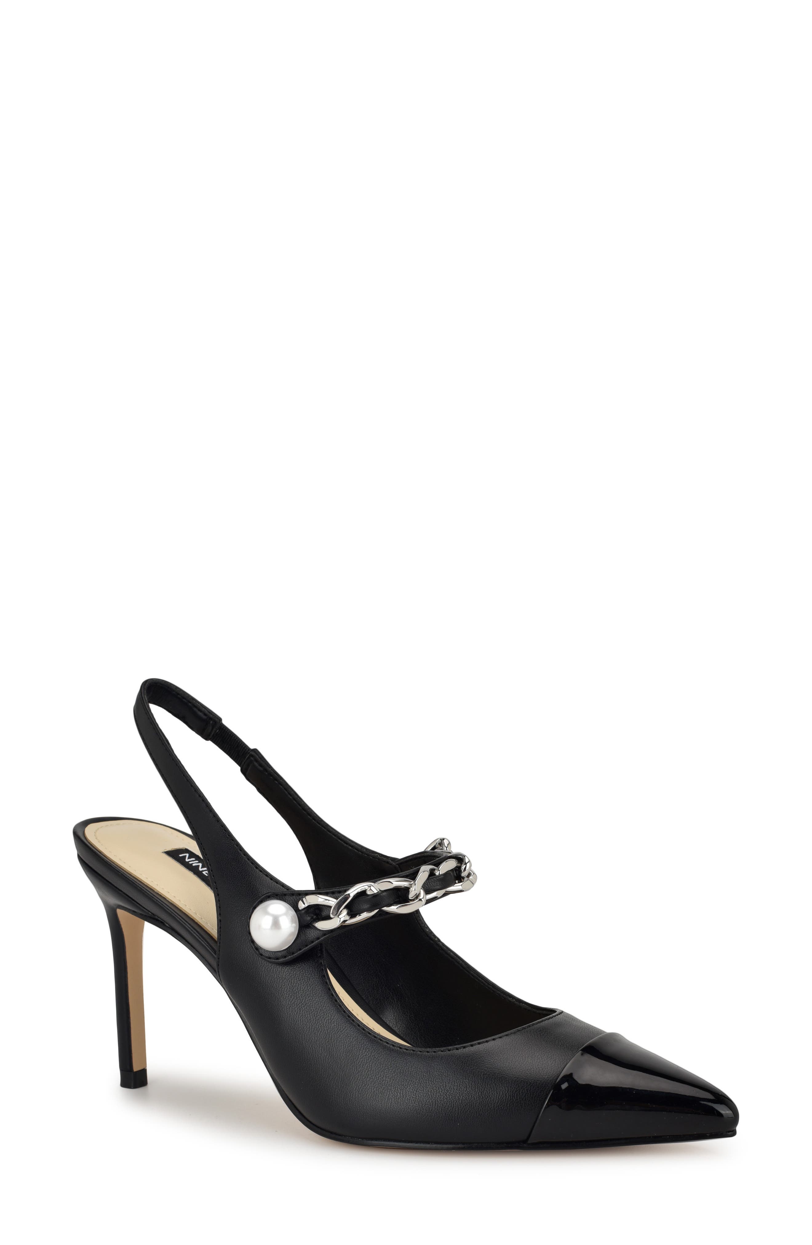 Nine West Rendez Slingback Pointed Cap Toe Mary Jane Pump, Main, color, 