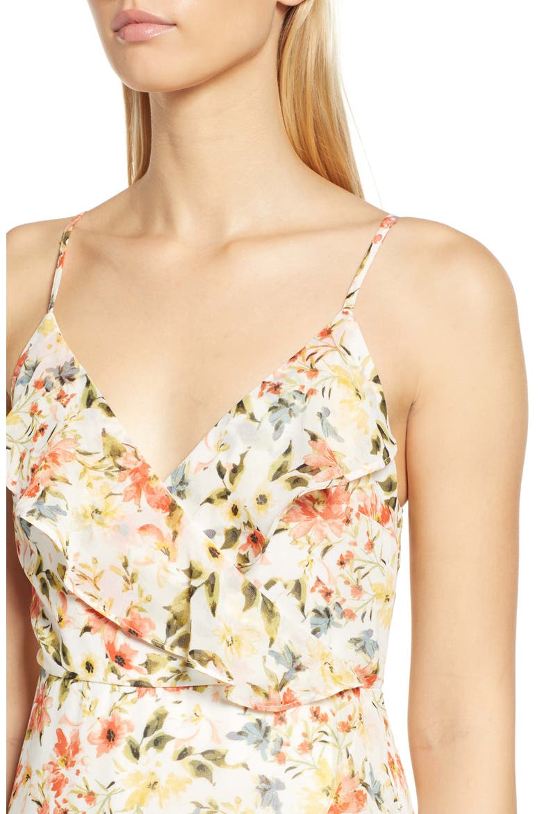 Floral High-Low Faux Wrap Dress, Alternate, color, BLUSH/ MULTI