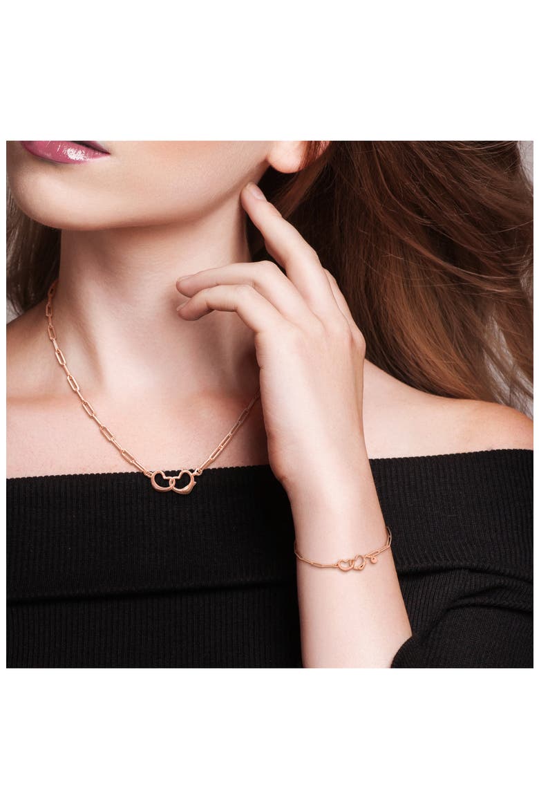 Double Heart Paper Clip Link Chain Necklace & Bracelet Set, Alternate, color, ROSE