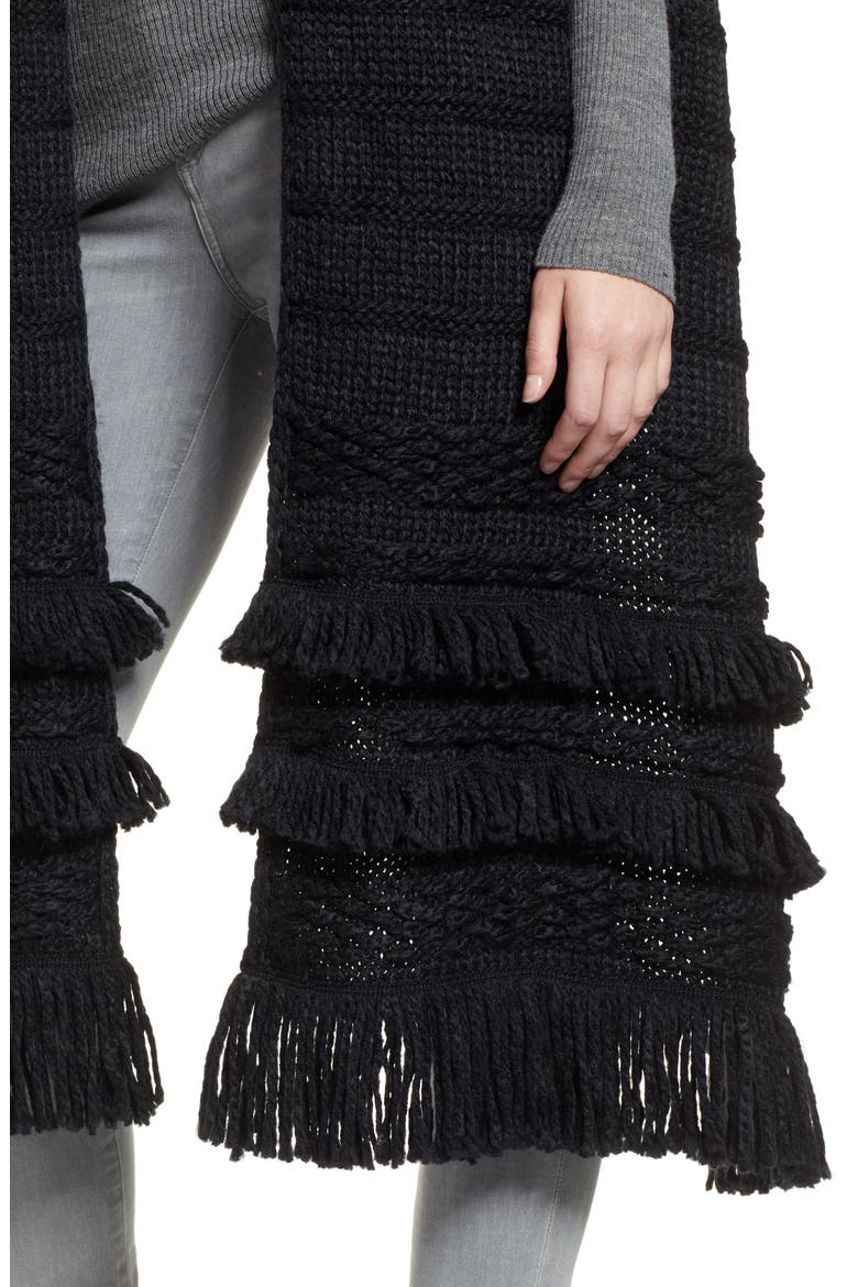 Chunky Cape Scarf, Alternate, color, BLACK