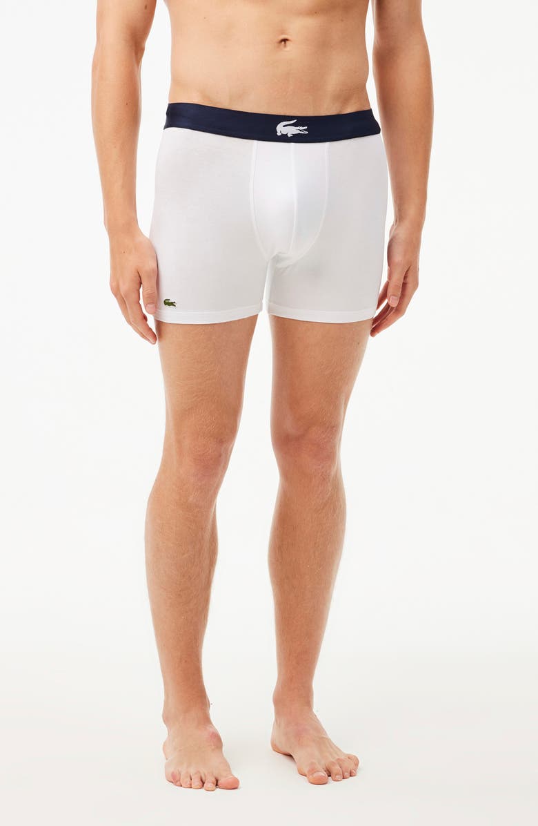 Lacoste Assorted 3-Pack Stretch Cotton Boxer Briefs, Alternate, color, Thyme/ Navy Blue/ White