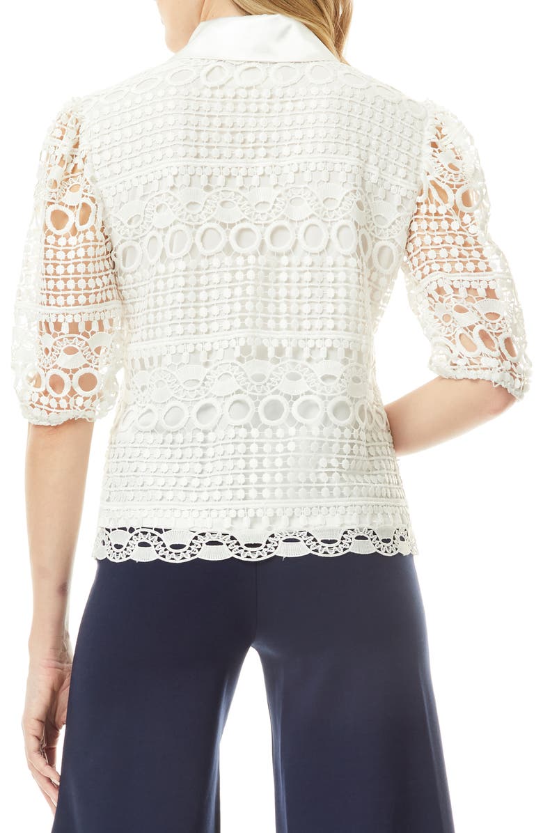 Brianna Lace Puff Sleeve Button-Up Top