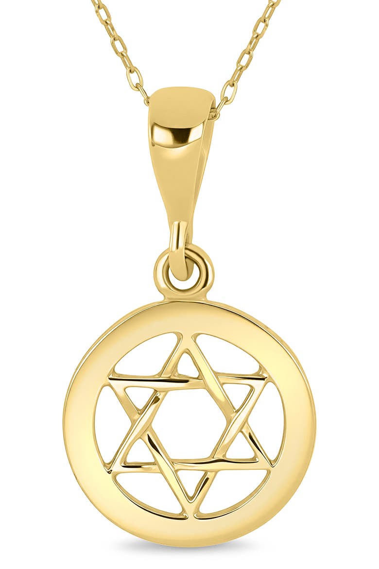14k Gold Star of David Pendant Necklace, Alternate, color, 14KY