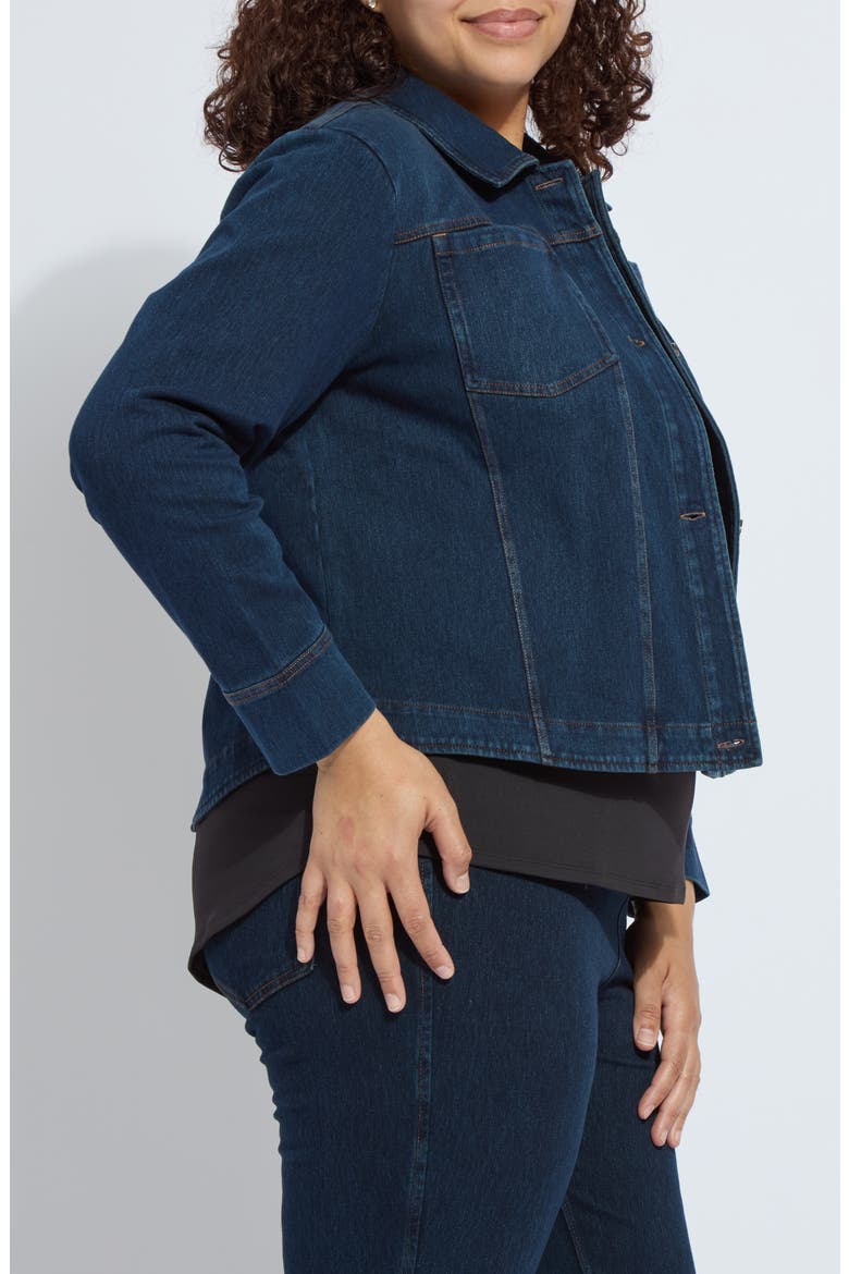 Curve Hem Denim Jacket, Alternate, color, INDIGO