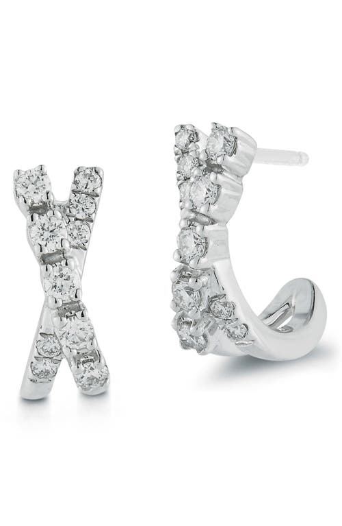 Dana Rebecca Designs Ava Bea Crossover Diamond Mini Huggie Hoop Earrings in White Gold