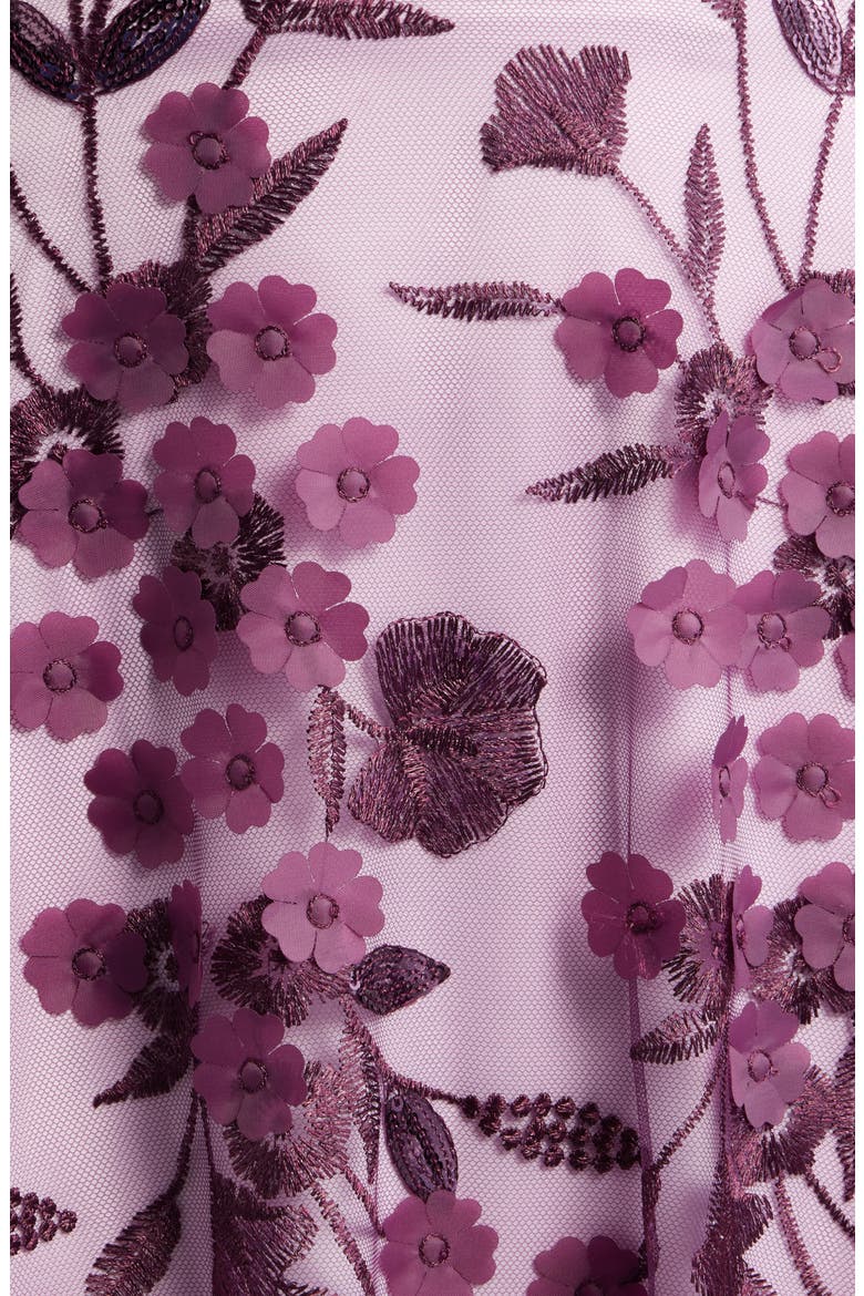 Floral Appliqué Sleeveless Gown, Alternate, color, PLUM COMBO