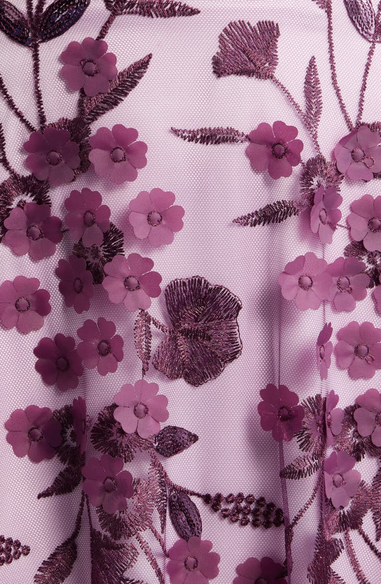 Eliza J Floral Appliqué Sleeveless Gown, Alternate, color, Plum Combo