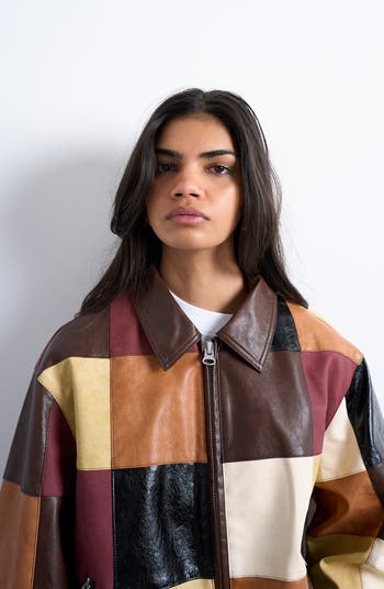 Patchwork Faux Leather Jacket