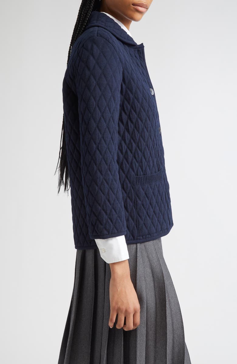 Thom Browne 4-Bar Quilted Virgin Wool Blend Jacket, Alternate, color, Navy