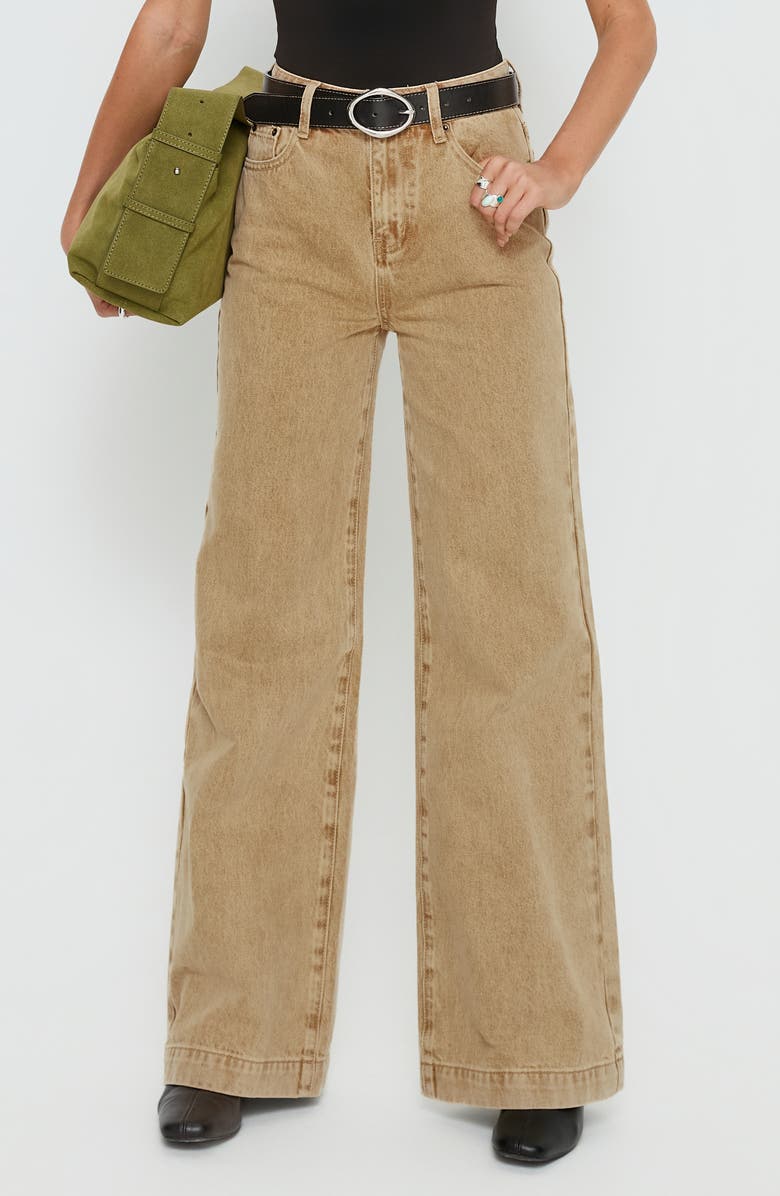 Princess Polly Goldie High Waist Wide Leg Jeans, Alternate, color, Tan