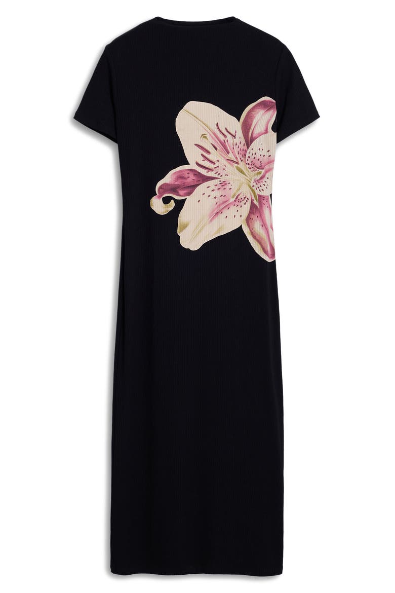 Orchid Rib Midi Dress, Alternate, color, BLACK