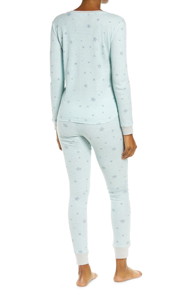 Sweet Dreams Thermal Pajamas, Alternate, color, MINT STARS