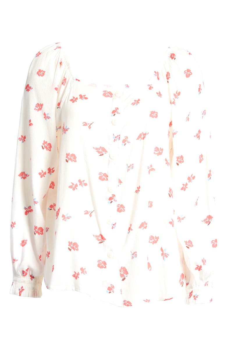 Caslon<sup>®</sup> Print Button Front Long Sleeve Top, Alternate, color,