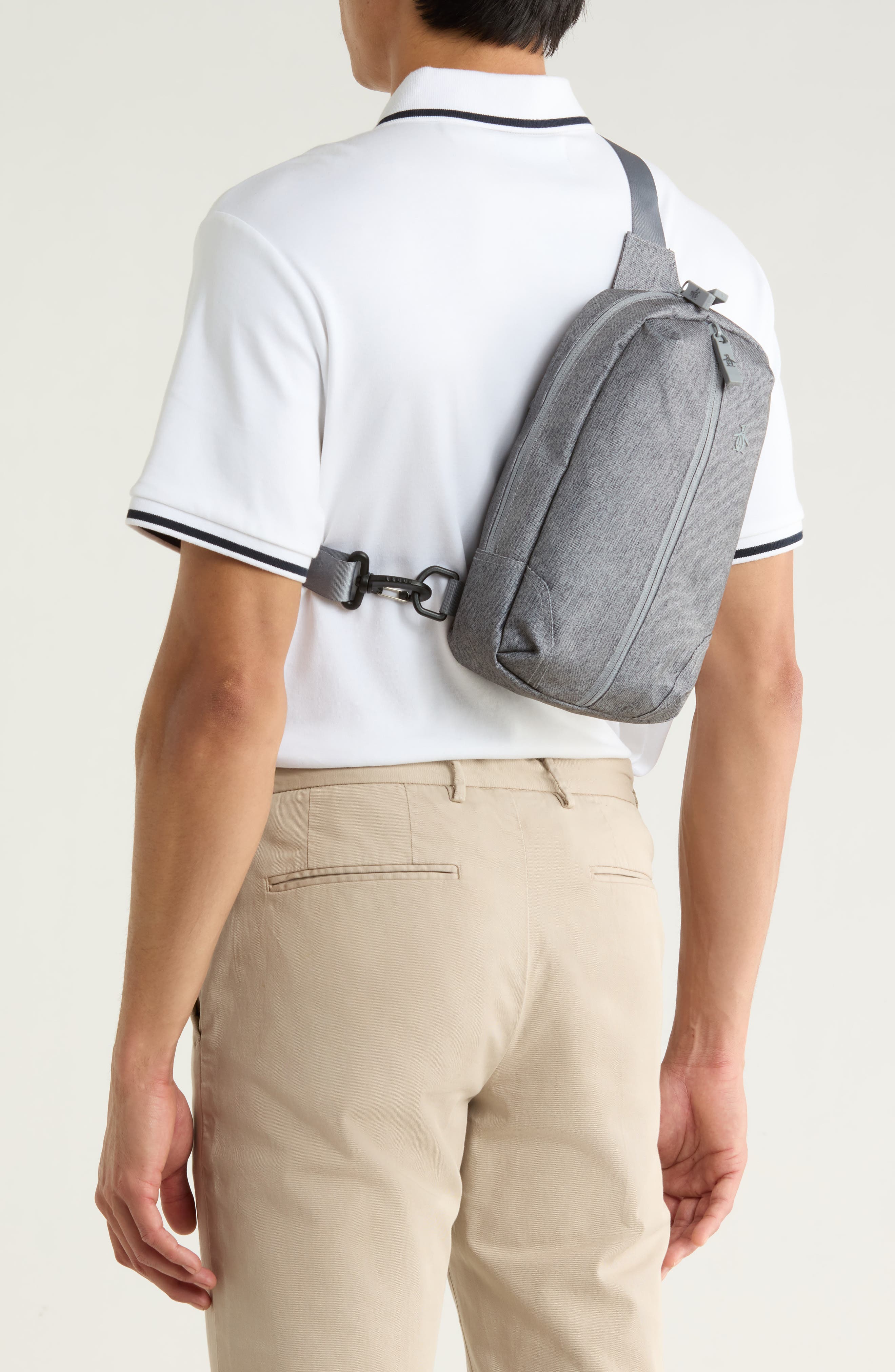 Original Penguin Sleek Sling Crossbody Bag, Alternate, color, Heather Grey