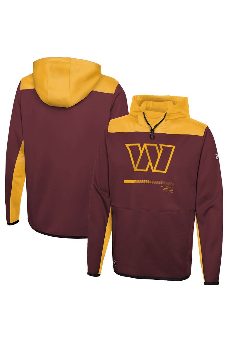 Men's New Era Burgundy Washington Commanders Combine Authentic Hard Hitter Pullover Hoodie, Main, color, Burgundy