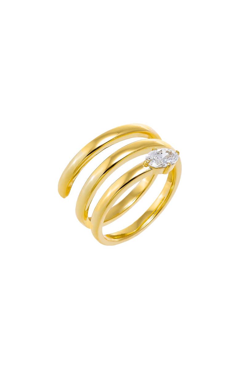 BY ADINA EDEN CZ Solitaire Triple Coil Ring, Main, color, Gold