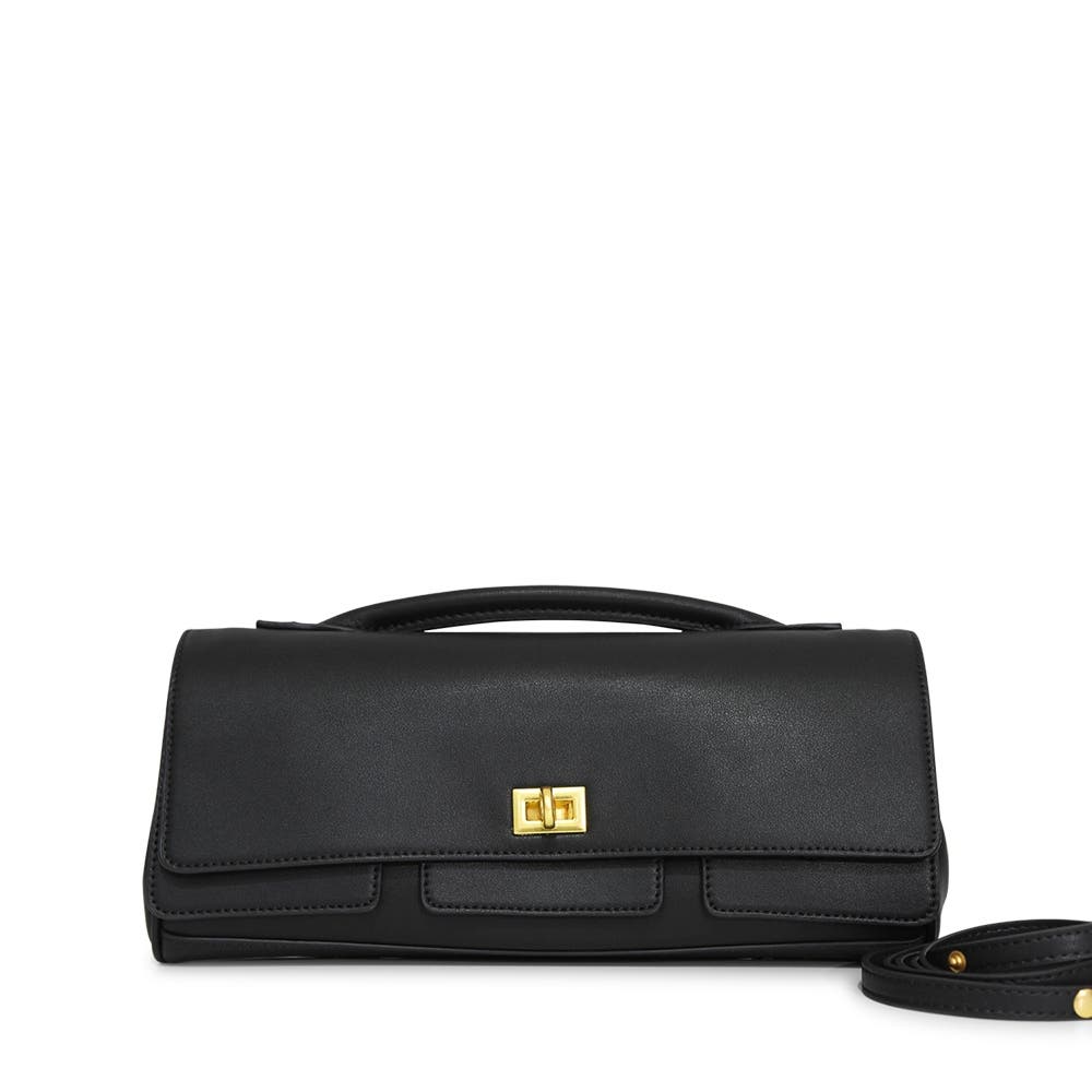 Belle & Bloom Love Boat Leather Clutch Bag, Main, color, Black