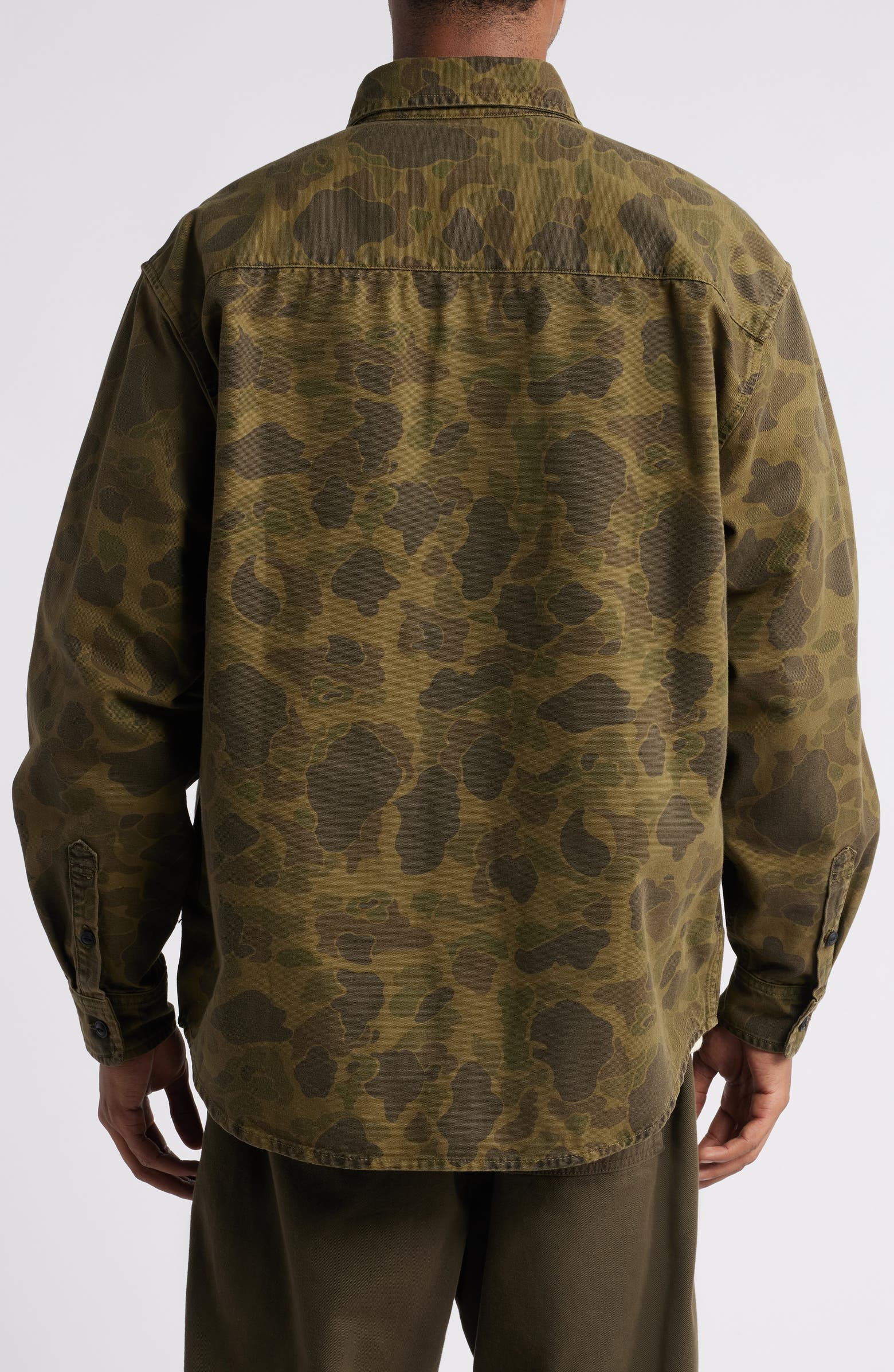 Carhartt Work In Progress Camo Duck Cotton Canvas Button-Up Shirt ...