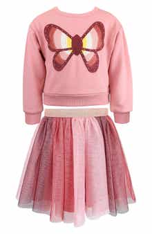 Kids' Crochet Butterfly Top & Tulle Skirt 2-Piece Set