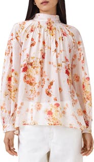 AllSaints Perla Floral Print Long Sleeve Woven Shirt