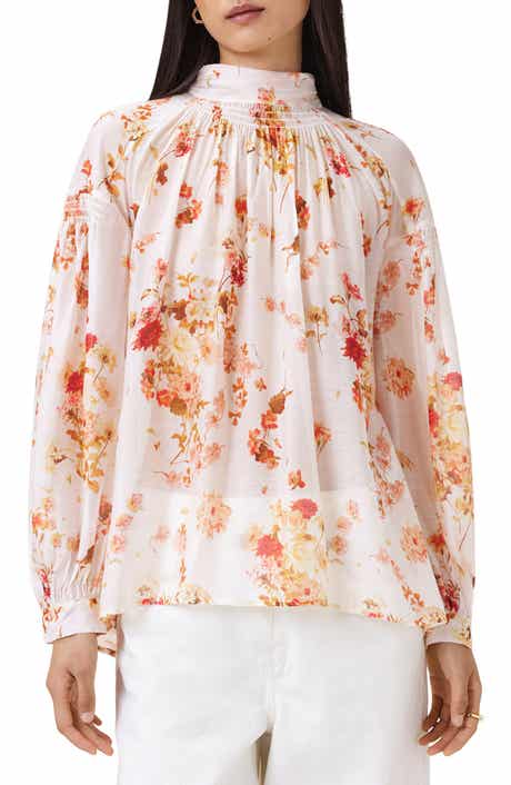 AllSaints Perla Floral Print Long Sleeve Woven Shirt