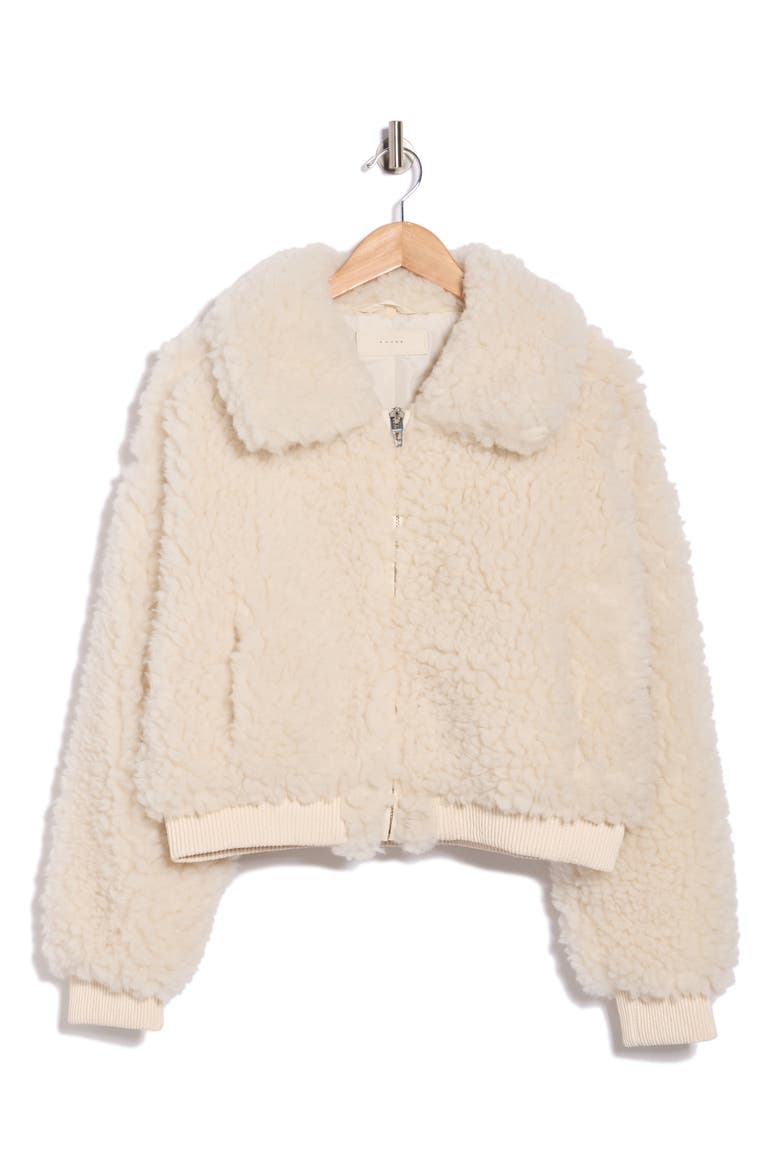 Faux Shearling Bomber Jacket, Alternate, color, FROSTED VANILLA