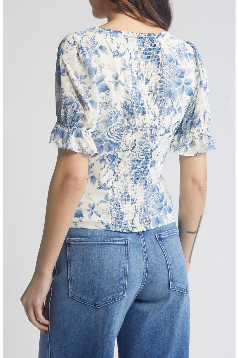 Constance Floral Print Puff Sleeve Top, Alternate, color, POMPADOUR