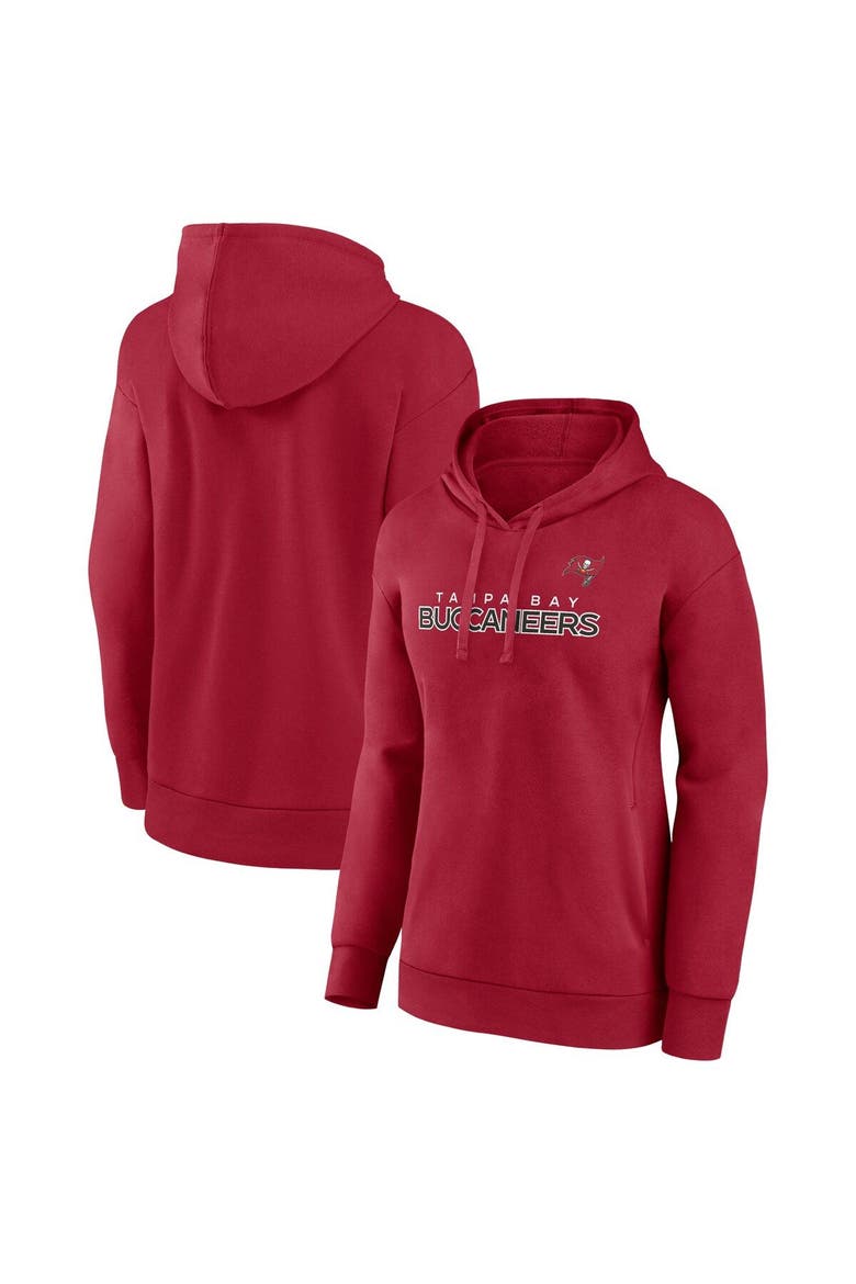 Women's Fanatics Branded Red Tampa Bay Buccaneers Iconic Cotton Fleece Checklist Pullover Hoodie, Main, color, Red