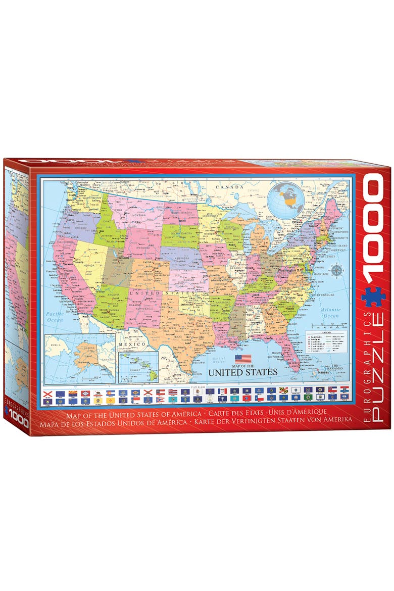 Map of The United States Puzzle, 1000 Pieces, Main, color, Multicolored