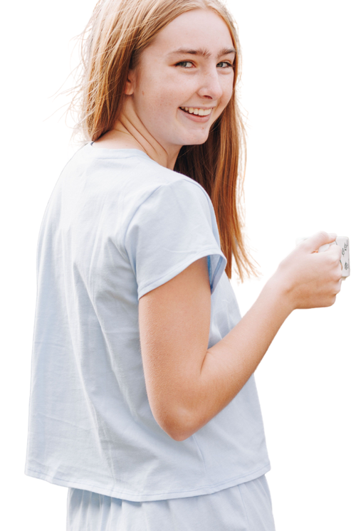 Yellowberry Breeze Cotton Short Sleeve T-shirt In Raindrop