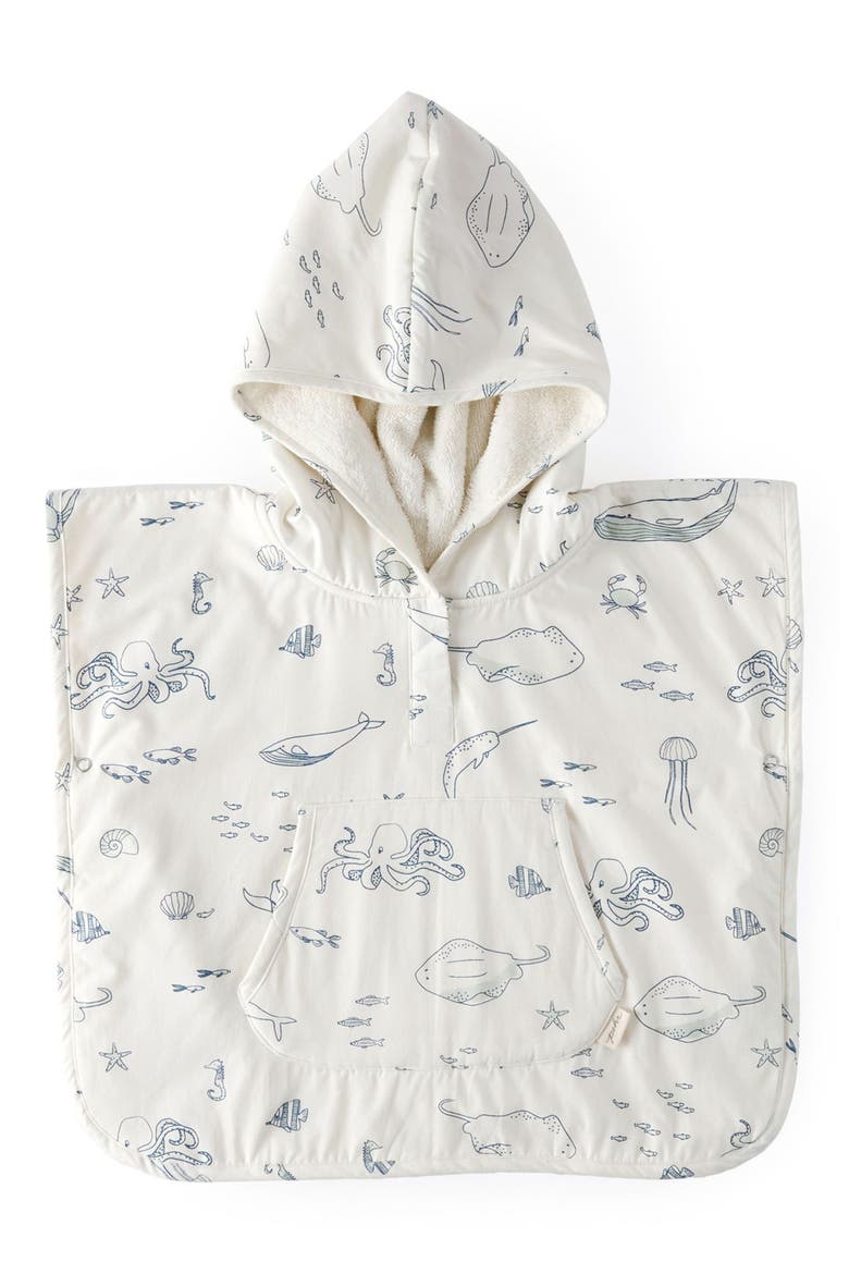 Cotton Hooded Towel Poncho, Alternate, color, LIFE AQUATIC