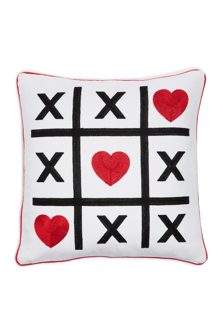 'Tic Tac Toe' Accent Pillow, Main, color, RED