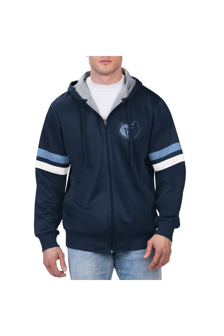 Men's G-III Sports by Carl Banks Navy Memphis Grizzlies Contender Full-Zip Hoodie Jacket, Main, color, Navy