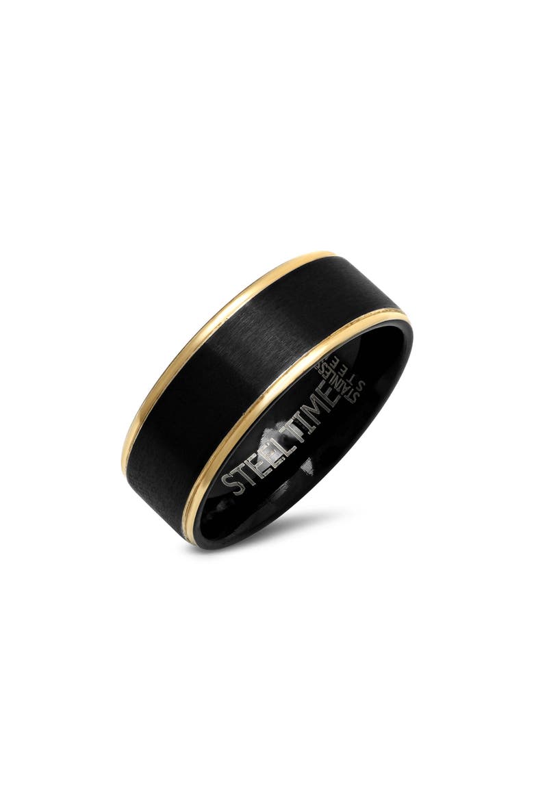 18k Gold Plated Stainless Steel Ring, Main, color, BLACK