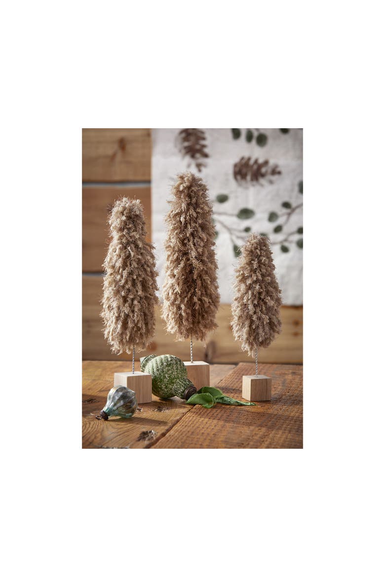 Minky Fleece Tree Sculpture Medium Taupe Holiday Decor, Alternate, color, Brown