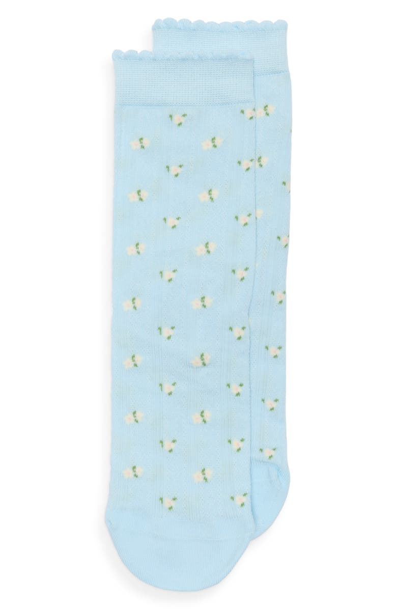 Casa Clara Roberta Floral Pointelle Crew Socks, Alternate, color, Blue