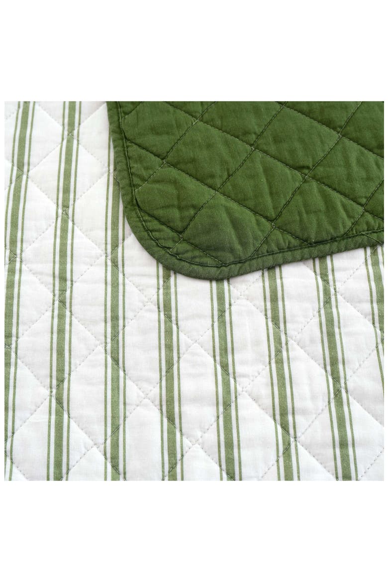 Ticking Stripe Cotton Quilt Set, Alternate, color, WHITE/ VINE GREEN
